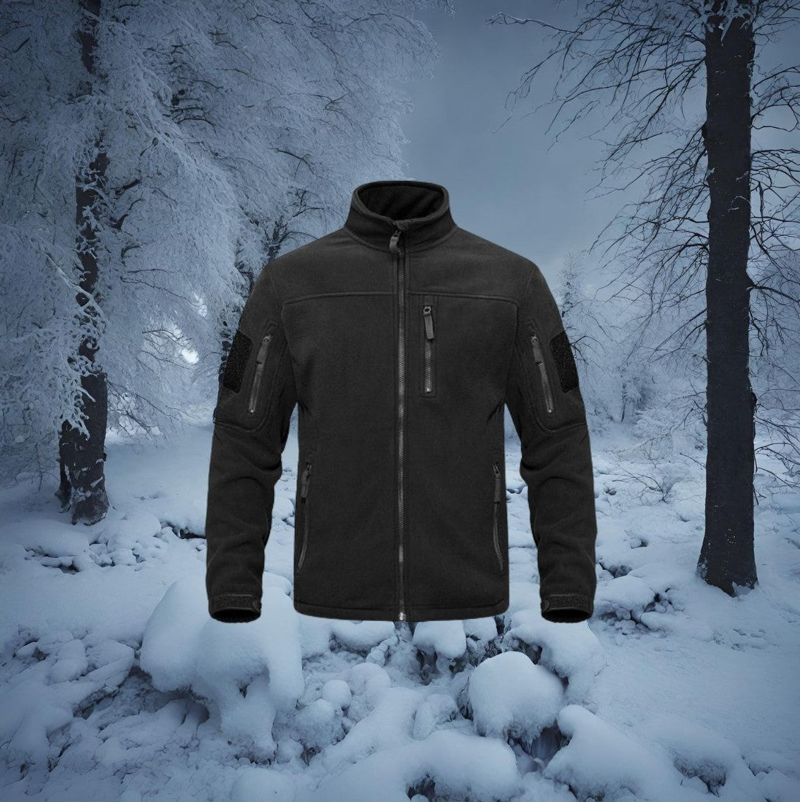 Veste-polaire-homme-noire-pour-camping-randonnée